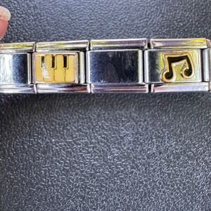 Set of 2 VTG Y2K Puzzle Collection Italy Music Charms Piano Note Stainless Steel